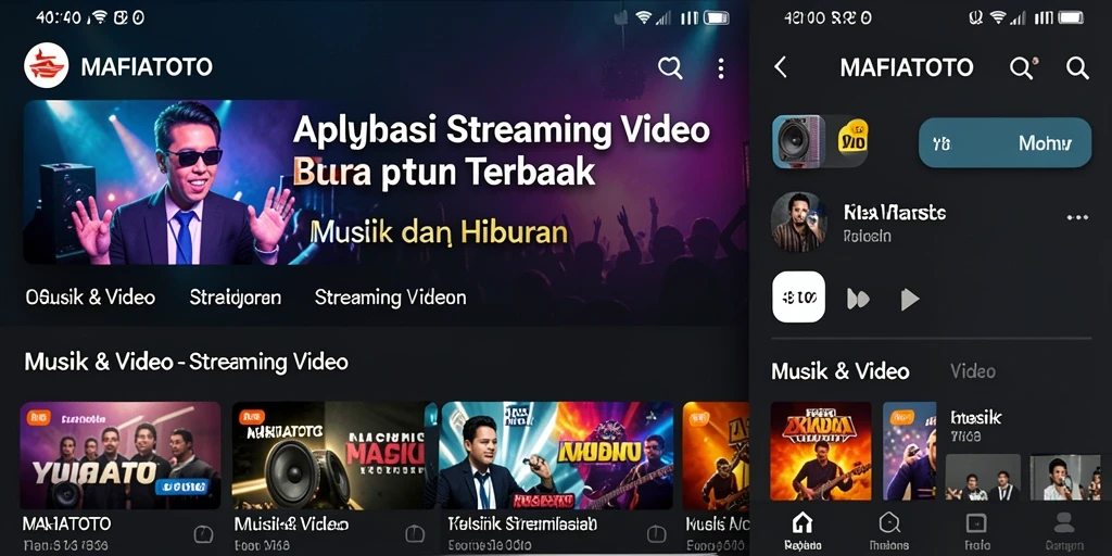 Antarmuka MAFIATOTO menampilkan berbagai konten video streaming menarik.
