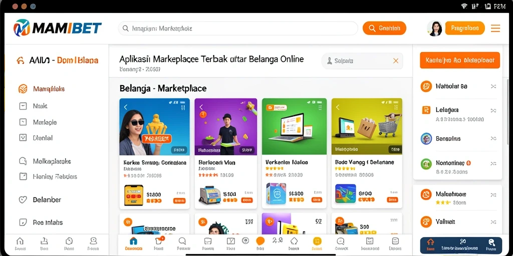 Antarmuka MAMIBET menampilkan produk dengan jelas dan menarik.