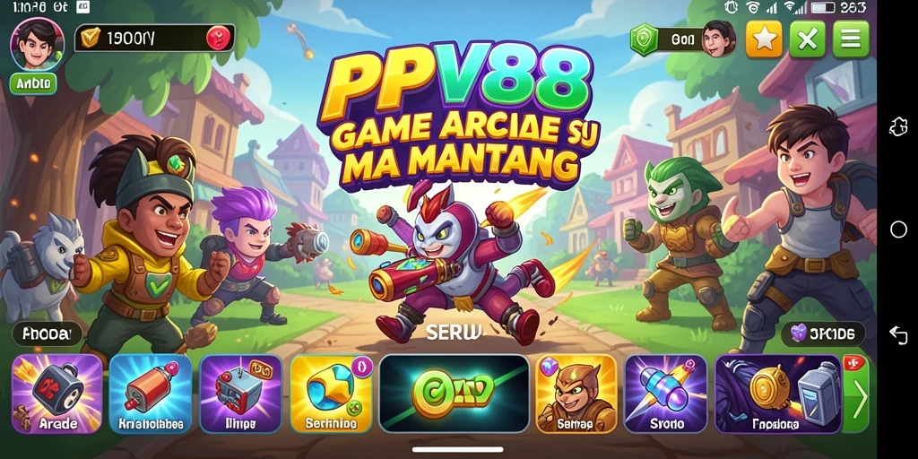 Antarmuka permainan PPV88 yang menampilkan grafik arcade yang menarik.