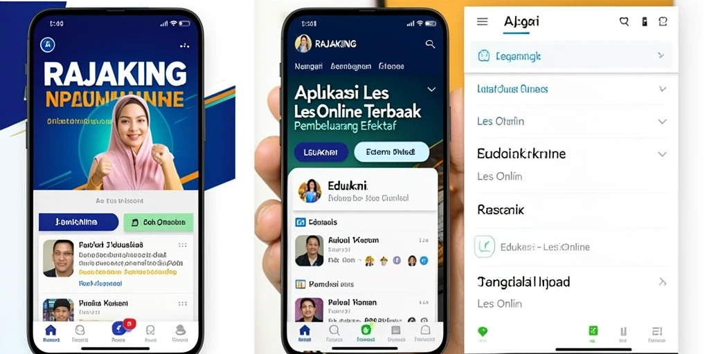 Screenshot antarmuka RAJAKING menunjukkan fitur Les Online yang interaktif.