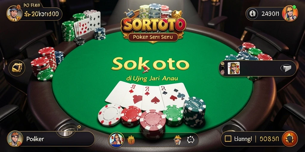 Tampilan antarmuka SORTOTO yang modern dan menarik saat bermain Poker.