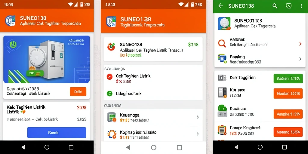 Antarmuka aplikasi SUNEO138 untuk cek tagihan listrik yang efisien.